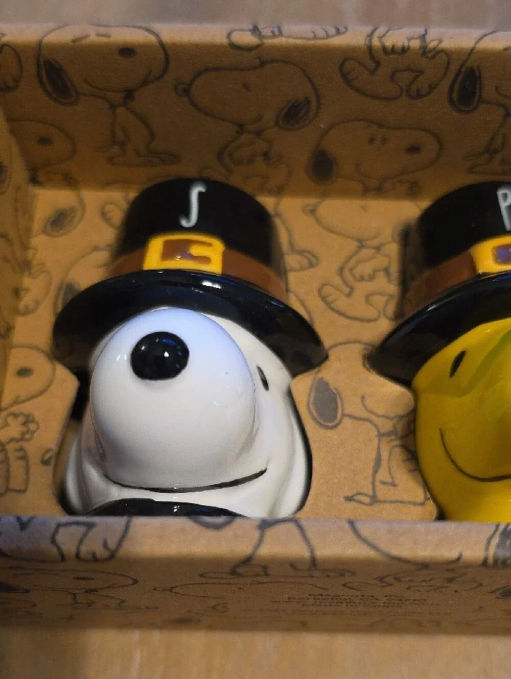 Rae Dunn Peanuts Snoopy & Woodstock S&P Shakers - White, Yellow & Black New